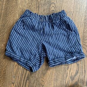 Blue and white pinstripe shorts girls size XS 4-5